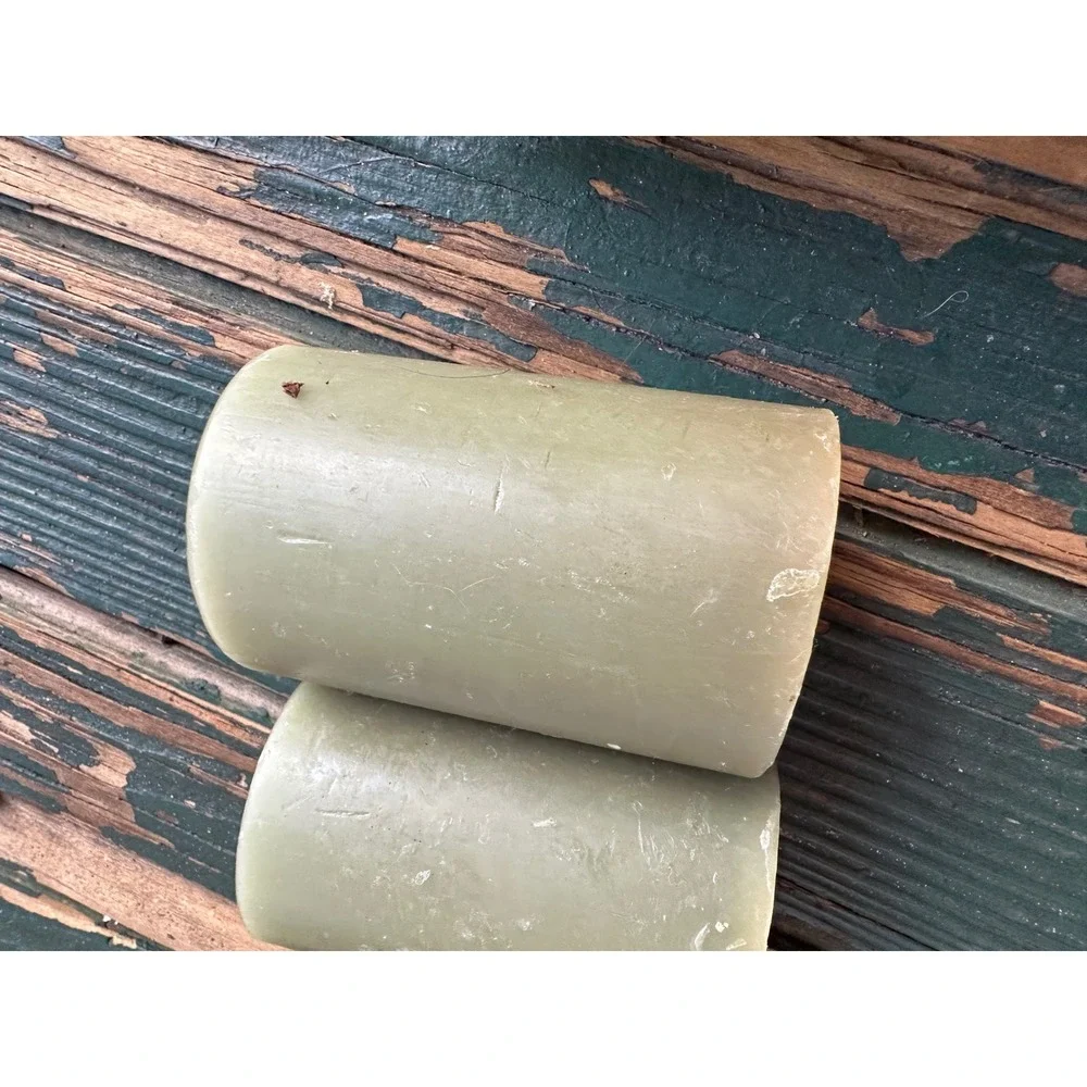 Pier 1 Imports Clove Scented Pillar Candles Sage Green Set of 4 2x3 Inch USA